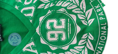 Grünes T-Shirt M Baumwolle mit weißem 92-Nationalpark-Design