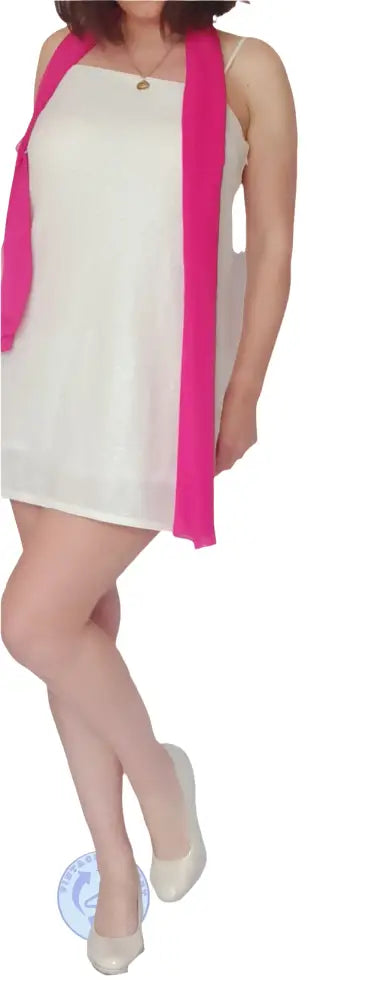 Weißes Partykleid Gr. S mit pinkem Schal, gebraucht, super Zustand