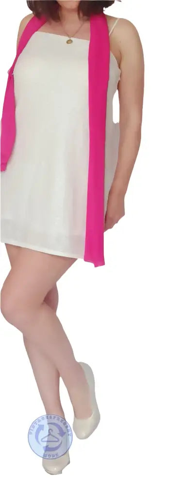 Weißes Partykleid Gr. S mit pinkem Schal, gebraucht, super Zustand