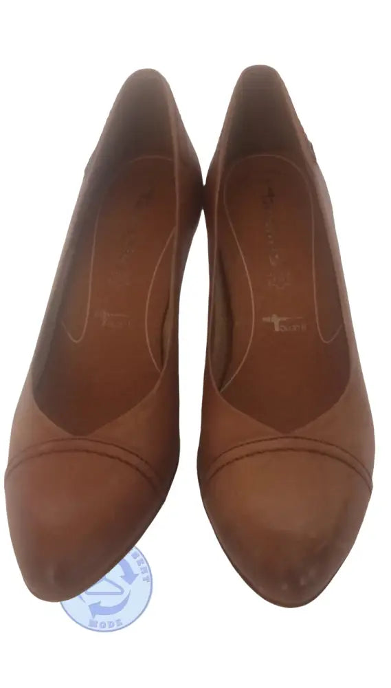 Gebrauchte Tamaris Pumps Größe 38: braune Wildleder-Keilabsatz-Pumps mit spitzem Zeh