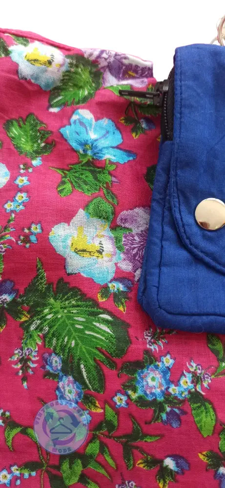 Lebendige rosa Blumenmuster-Wickelrock Wenderock aus Baumwolle, super Zustand