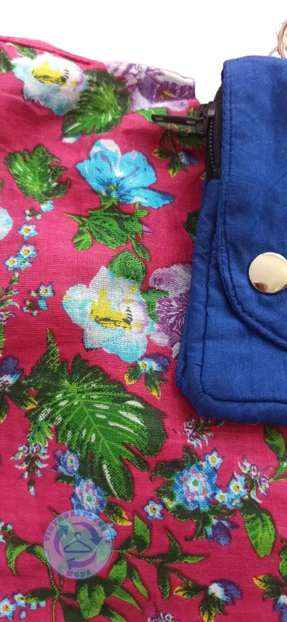 Lebendige rosa Blumenmuster-Wickelrock Wenderock aus Baumwolle, super Zustand